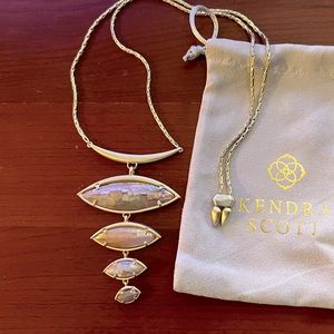 Kendra Scott Morris necklace, gold with crackle brown mother of pearl